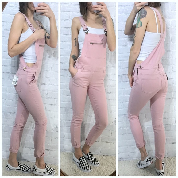 pink jean overalls